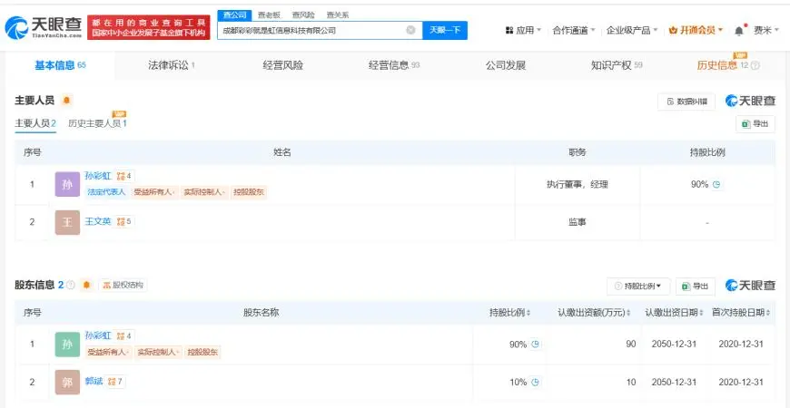 图4：彩虹夫妇共同关联3家公司